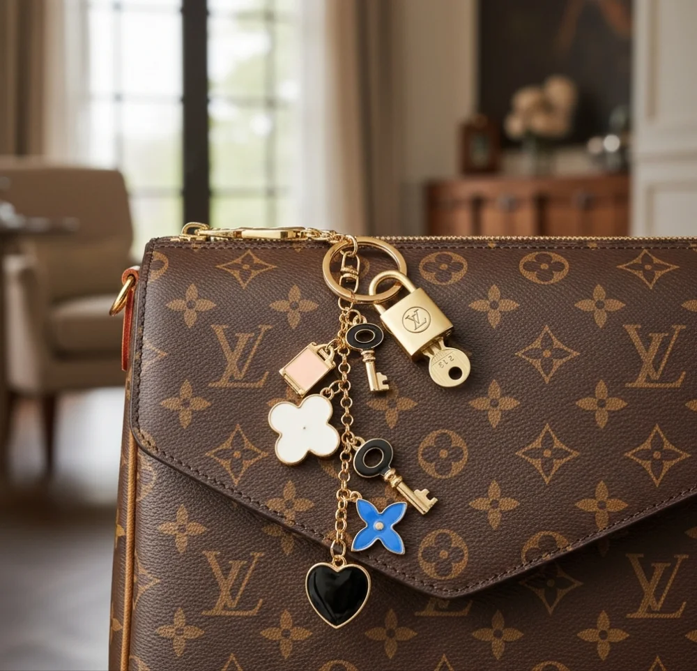 LV Gold Padlock Authentic 🔑 Luxury Bag Charm w/ Unbranded Keychain